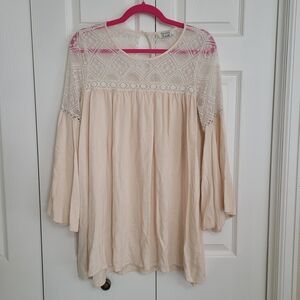 NHIM Cream Lace Boho Blouse